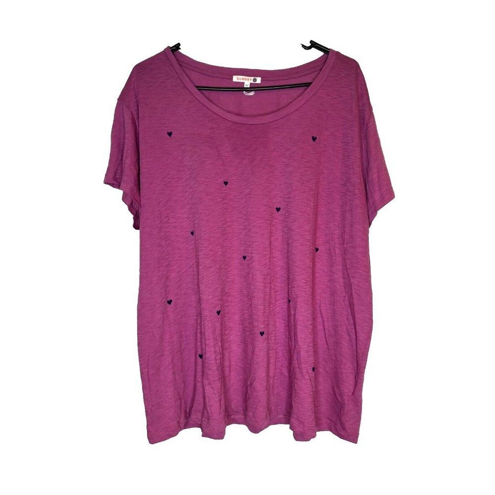 Sundry Pima Cotton Heart Print Crewneck T-shirt Size 3 ( L)